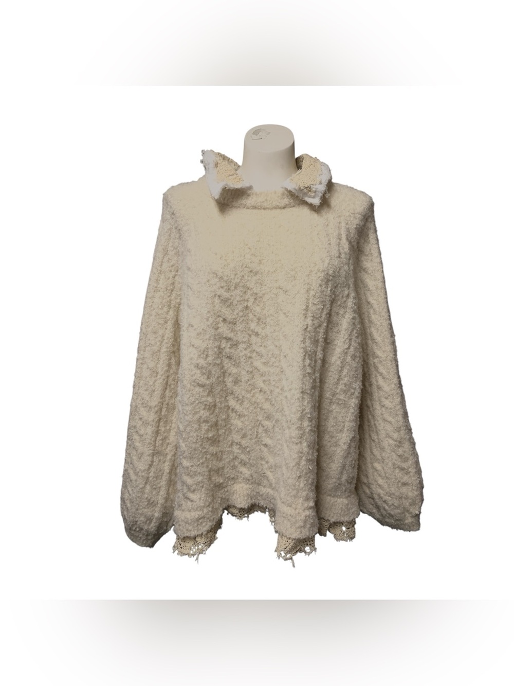 POL Cream Bouclé Turtleneck Sweater Size L